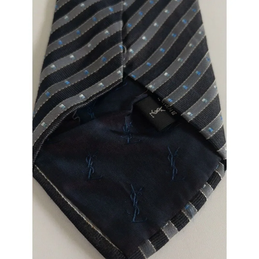 Yves Saint‎ Laurent Necktie YSL Blue And Gray